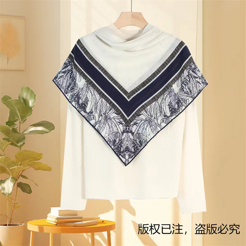 2024 New Linzhong Huayuan Pure Wool Curled Edge Square Towel